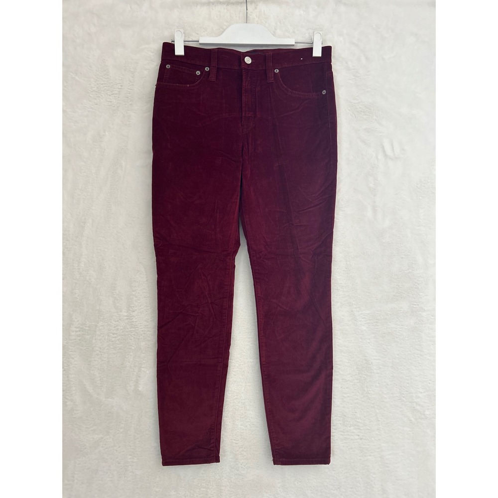 J.Crew 9" High-Rise Toothpick Corduroy Pants Burgundy Skinny Size 29 Maroon